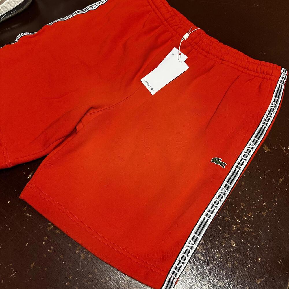 Lacoste Sport Men's XL 10" Bright Red Cotton Sweat Shorts Logo - Picture 2 of 5